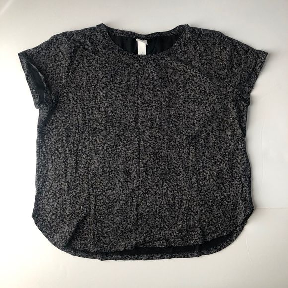 Womens H&M basics black short sleeve blouse Size Large - Picture 1 of 11